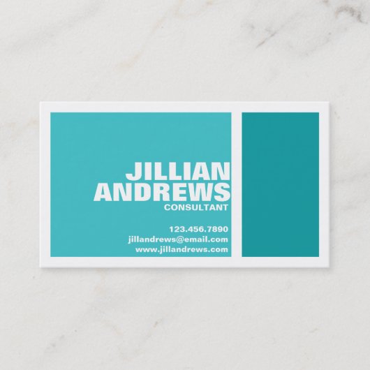 はっきりしたでモダンな割れた箱-ティール(緑がかった色) 名刺 (正面)