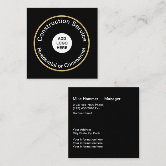 はっきりしたでモダンな建築 スクエア名刺 (正面/裏面)