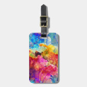 はっきりしたで及び明るい水彩画の花柄パターン ラゲッジタグ (正面縦)
