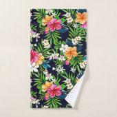 はっきりしたで及び明るい熱帯ハイビスカスの花 バスタオルセット (ハンドタオル)