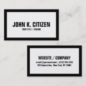 はっきりしたで大きい文字の白い/黒のボーダー名刺 名刺 (正面/裏面)