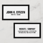 はっきりしたで大きい文字の白い/黒のボーダー名刺 名刺 (正面/裏面)