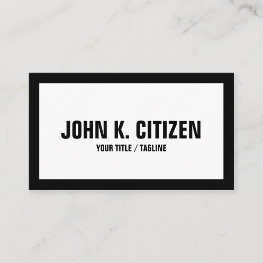 はっきりしたで大きい文字の白い/黒のボーダー名刺 名刺 (正面)