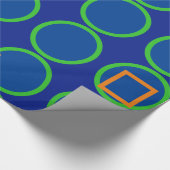 はっきりしたで幾何学的で青いオレンジギフト用包装紙 ラッピングペーパー (角)