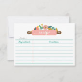 はっきりしたで抽象的な花柄及び群葉麺棒のレシピ ノートカード (正面)