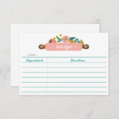 はっきりしたで抽象的な花柄及び群葉麺棒のレシピ ノートカード (正面/裏面)