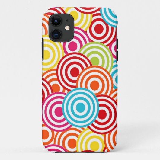 はっきりしたで明るくカラフルな同心円パターン Case-Mate iPhoneケース (裏面)