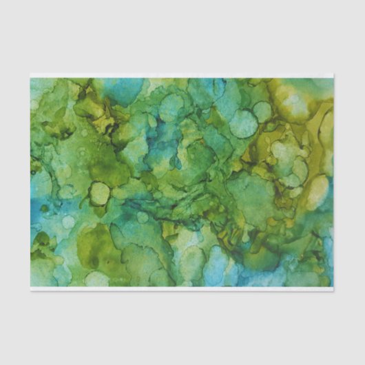 はっきりしたで明るく青および緑の抽象美術パターン 薄葉紙 (正面)