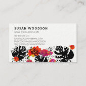 はっきりしたで粋な花のMonsteraのドット・パターンのモダン 名刺 (裏面)