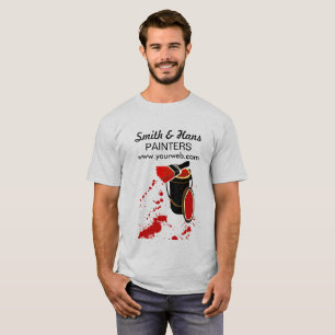 はっきりしたで赤いペンキの塗装業者の絵筆ははねかけます Tシャツ