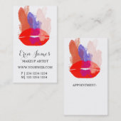 はっきりしたで赤い唇の水彩画ブラシストローク化粧 予約カード (正面/裏面)