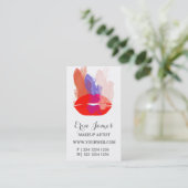 はっきりしたで赤い唇の水彩画ブラシストローク化粧 予約カード (スタンド正面)