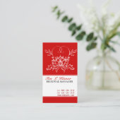 はっきりしたで赤い花のスケッチの白蓮教の花 名刺 (スタンド正面)