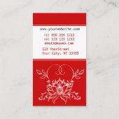 はっきりしたで赤い花のスケッチの白蓮教の花 名刺 (裏面)