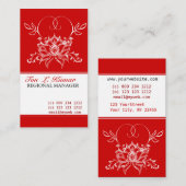 はっきりしたで赤い花のスケッチの白蓮教の花 名刺 (正面/裏面)