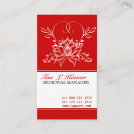 はっきりしたで赤い花のスケッチの白蓮教の花 名刺