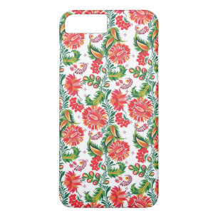 はっきりしたで赤い花のダリアの花の花柄パターン iPhone 8 PLUS/7 PLUSケース