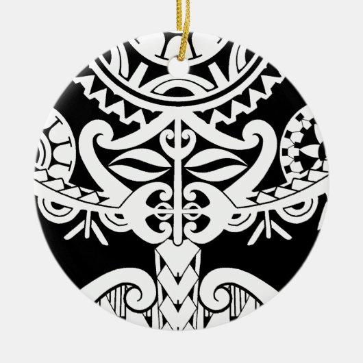 はっきりしたで重く黒い種族のポリネシアの入れ墨のマスク セラミックオーナメント (正面)