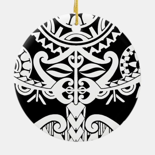 はっきりしたで重く黒い種族のポリネシアの入れ墨のマスク セラミックオーナメント (裏面)