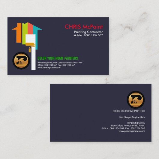 はっきりしたで顕著で精力的な多彩の家ペインター 名刺 (正面/裏面)