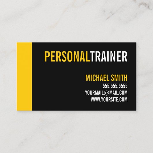 はっきりしたで黒く、カスタムな色のパーソナルトレーナー 名刺 (正面)