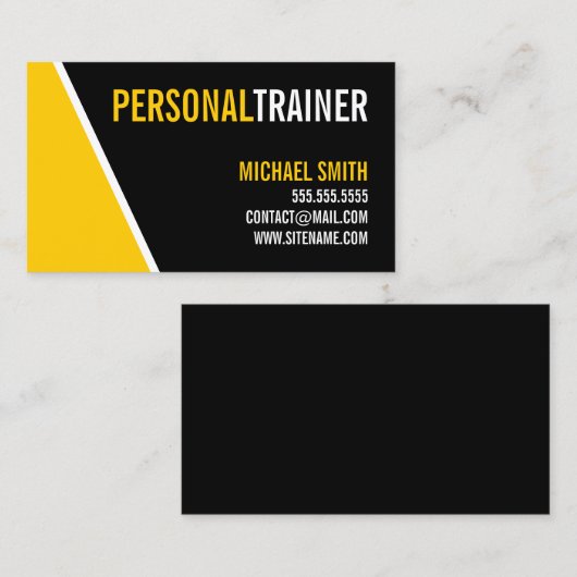 はっきりしたで黒く、カスタムな色のパーソナルトレーナー 名刺 (正面/裏面)