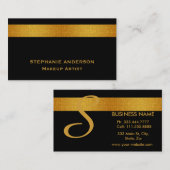 はっきりしたで、エレガントで黒い金ゴールドのストライプのなメーキャップアーティスト 名刺 (正面/裏面)