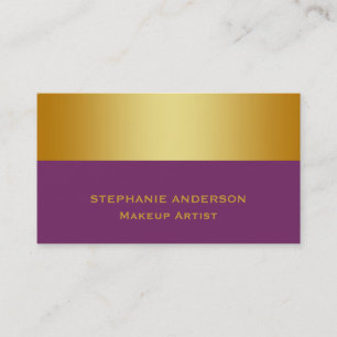 はっきりしたで、エレガントな紫色の金ゴールドのストライプのなメーキャップアーティスト 名刺