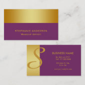 はっきりしたで、エレガントな紫色の金ゴールドのストライプのなメーキャップアーティスト 名刺 (正面/裏面)