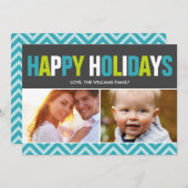 はっきりしたで、カラフルで幸せな休日カード シーズンカード (正面/裏面)