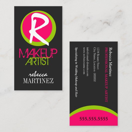 はっきりしたで、カラフルなMonogra 名刺 (正面/裏面)