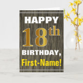 はっきりしたで、フェイクな木、フェイクな金ゴールドの第18誕生日 + 名前 カード (黄色い花)