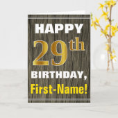 はっきりしたで、フェイクな木、フェイクな金ゴールドの第29誕生日 + 名前 カード (黄色い花)