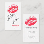 はっきりしたとエレガントPink Lipsメイクアップアーティスト 名刺 (正面/裏面)