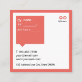 はっきりしたなこんにちは社会的な媒体のスピーチの泡サケ スクエア名刺 (裏面)