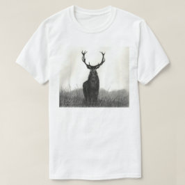 はっきりしたなオオシカの雄鹿の芸術白いメンズTシャツ Tシャツ