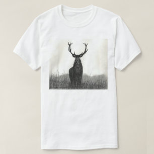はっきりしたなオオシカの雄鹿の芸術白いメンズTシャツ Tシャツ