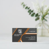 はっきりしたなオレンジボーダー灰色の紙の折目のデザイン 名刺 (スタンド正面)