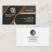 はっきりしたなオレンジボーダー灰色の紙の折目のデザイン 名刺 (正面/裏面)