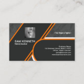 はっきりしたなオレンジボーダー灰色の紙の折目のデザイン 名刺 (正面)