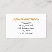 はっきりしたなオレンジ最小主義のモダンな名刺 名刺 (裏面)