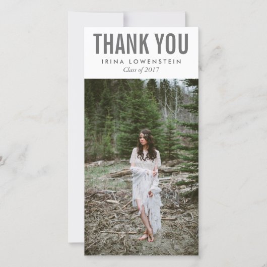 はっきりしたなシンプルの卒業生はタイポグラフィ感謝していしています サンキューカード (正面)