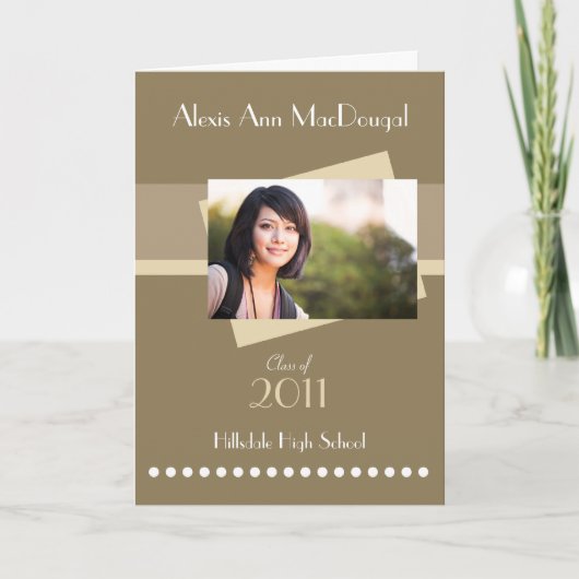 はっきりしたなストライプによって折られる卒業の招待状(日焼け) 招待状 (正面)