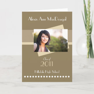 はっきりしたなストライプによって折られる卒業の招待状(日焼け) 招待状