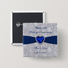 はっきりしたなダマスク織第45の結婚記念日ボタン 缶バッジ