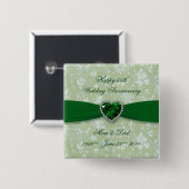 はっきりしたなダマスク織第55の結婚記念日ボタン 缶バッジ (正面&裏面)