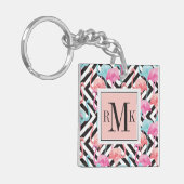 はっきりしたなデザインパターンのフラミンゴ キーホルダー (正面左)