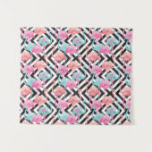 はっきりしたなデザインパターンのフラミンゴ タペストリー (正面(横))