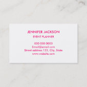 はっきりしたなピンクのミニマリストのカッコいいの名刺 名刺 (裏面)