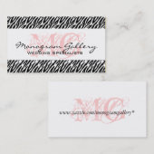 はっきりしたなピンク、黒いシマウマのストライプな名刺 名刺 (正面/裏面)